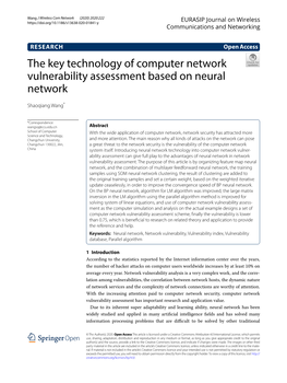 The Key Technology of Computer Network Vulnerability Assessment Based on Neural Network