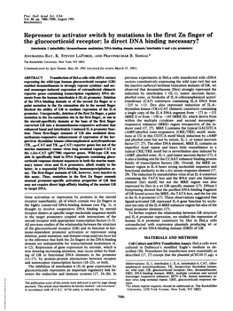 Repressor to Activator Switch by Mutations in the First Zn Finger of The