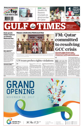 FM: Qatar Committed to Resolving GCC Crisis