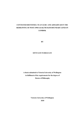 Tuan Guru and Ahmadiyah in the Redrawing of Post-1998 Sasak-Muslim Boundary Lines in Lombok