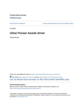 Urban Pioneer Awards Dinner