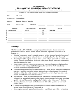 Bill Analysis and Fiscal Impact Statement