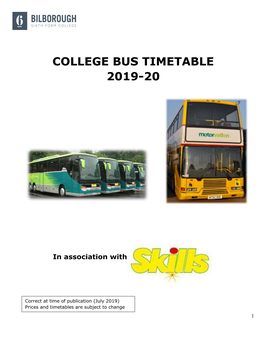 College Bus Timetable 2019-20