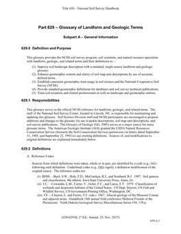 Part 629 – Glossary of Landform and Geologic Terms