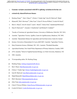 Genome Variants Associated with RNA Splicing Variation in Bovine Are