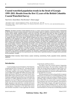 Coastal Waterbird Population Trends in the Strait of Georgia 1999–2011: Results from the First 12 Years of the British Columbia Coastal Waterbird Survey