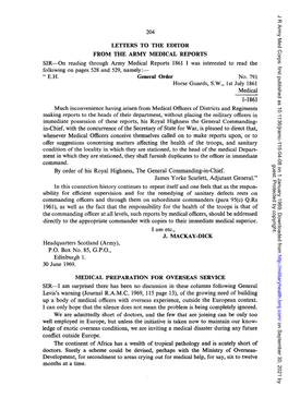 SIR-On Reading Through Army Medical Reports 1861 I Was Interested to Read the Following on Pages 528 and 529, Namely;- " E.H