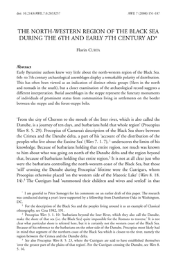 The North-Western Region of the Black Sea During the 6Th and Early 7Th Century Ad*