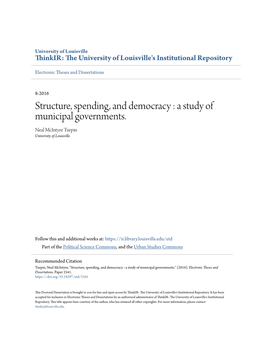 A Study of Municipal Governments. Neal Mcintyre Turpin University of Louisville