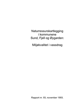 Naturressurskartlegging I Kommunene Sund, Fjell Og Øygarden
