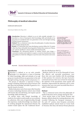 Philosophy of Medical Education