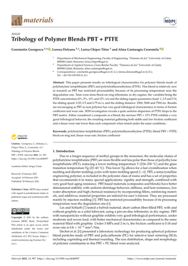 Tribology of Polymer Blends PBT + PTFE