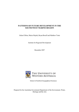 Patterns of Future Developments in the South-West Marine Region