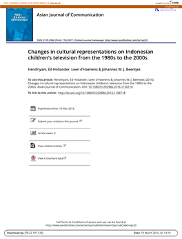 Changes in Cultural Representations on Indonesian Children's Television from the 1980S to the 2000S