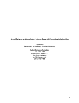 Sexual Behavior and Satisfaction in Same-Sex and Different-Sex Relationships