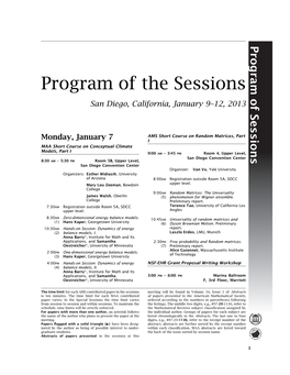 Program of the Sessions San Diego, California, January 9–12, 2013