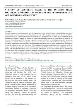 A Study of Aesthetic Value in the Interior Space Yogyakarta Presidential Palace As the Development of a New Interior Space Concept