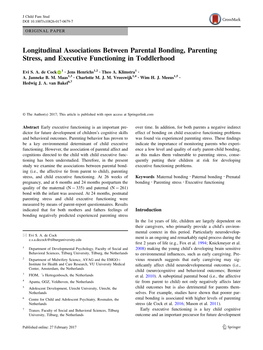 Longitudinal Associations Between Parental Bonding, Parenting Stress, and Executive Functioning in Toddlerhood