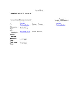 Ivermectin and Human Immunity Protocol ID