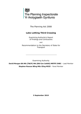 The Planning Act 2008 Lake Lothing Third Crossing