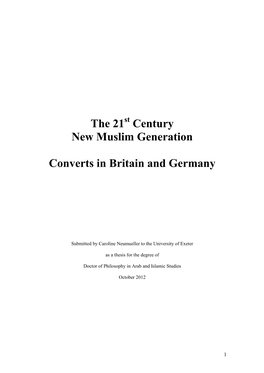 The 21 Century New Muslim Generation Converts in Britain And