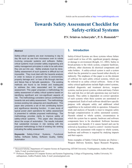 Towards Safety Assessment Checklist for Safety-Critical Systems P.V