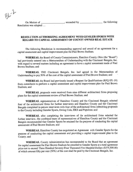 Resolution Authorizing Agreement with Gensler Sports with Regard to Capital Assessment of County Owned Real Estate