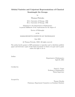 Orbital Varieties and Unipotent Representations of Classical