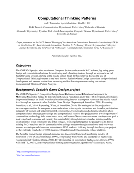 Computational Thinking Patterns