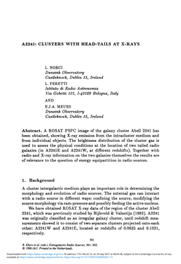 A2241: Clusters with Head-Tails at X-Rays L. Norci