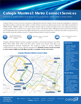 Cologix Montreal: Metro Connect Services Convenient, Simple Solution to Increase Access Across Data Centres Within a Metro Market