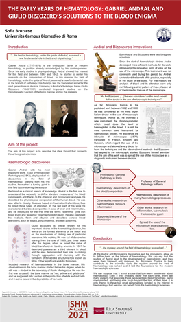 The Early Years of Hematology: Gabriel Andral and Giulio Bizzozero’S Solutions to the Blood Enigma