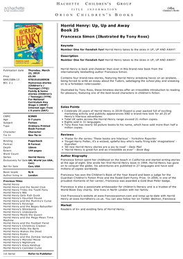 Horrid Henry: Up, up and Away Book 25 Francesca Simon (Illustrated by Tony Ross)