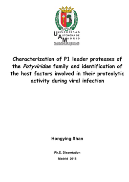 Characterization of P1 Leader Proteases of the Potyviridae Family