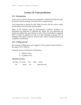 Lecture 32: Coke Production