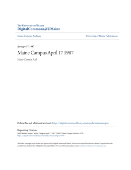 Maine Campus April 17 1987 Maine Campus Staff