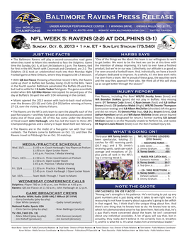 Baltimore Ravens Press Release