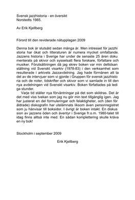 Svensk Jazzhistoria - En Översikt Norstedts 1985