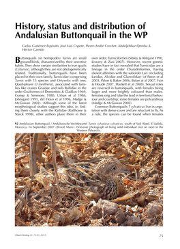 History, Status and Distribution of Andalusian Buttonquail in the WP