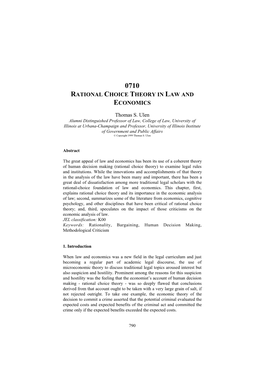 0710 Rational Choice Theory in Law and Economics | Findlaw