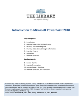 Introduction to Microsoft Powerpoint 2010