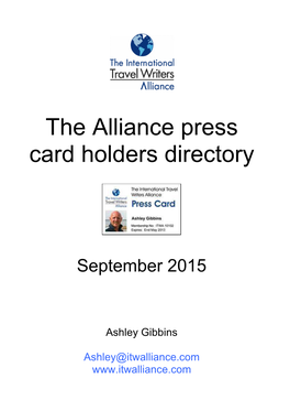 Alliance Press Card Holders Directory 9 September 2015