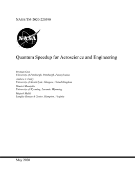 Quantum Speedup for Aeroscience and Engineering