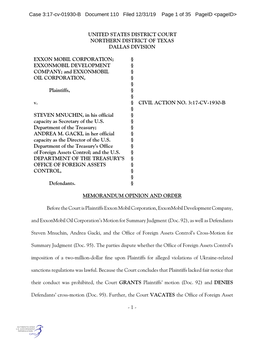 EXXONMOBIL DEVELOPMENT § COMPANY; and EXXONMOBIL § OIL CORPORATION, § § Plaintiffs, § § V