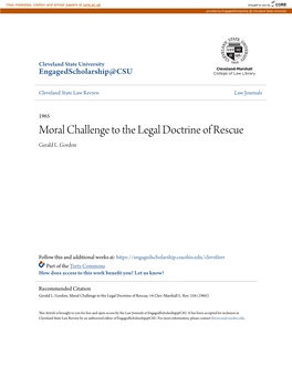 Moral Challenge to the Legal Doctrine of Rescue Gerald L