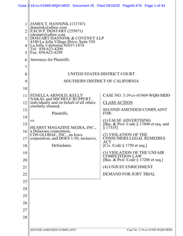 CLASS ACTION Similarly Situated, 13 SECOND AMENDED COMPLAINT Plaintiffs, FOR: 14 Vs