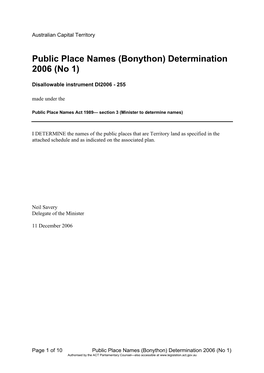 Bonython) Determination 2006 (No 1)