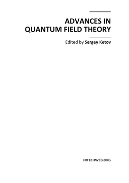 Advances in Quantum Field Theory