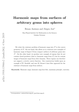 Harmonic Maps from Surfaces of Arbitrary Genus Into Spheres