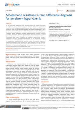 Aldosterone Resistance; a Rare Differential Diagnosis for Persistent Hyperkalemia